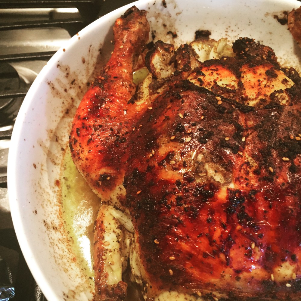Roasted chicken with ginger, lime, olive oil and more